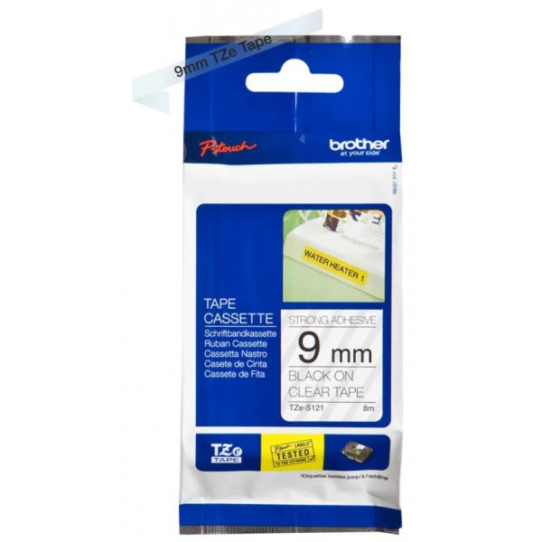 Brother tze-s121 nastro nero/trasparente 18mm x 8m colore nero su trasparente colore nero su trasparente