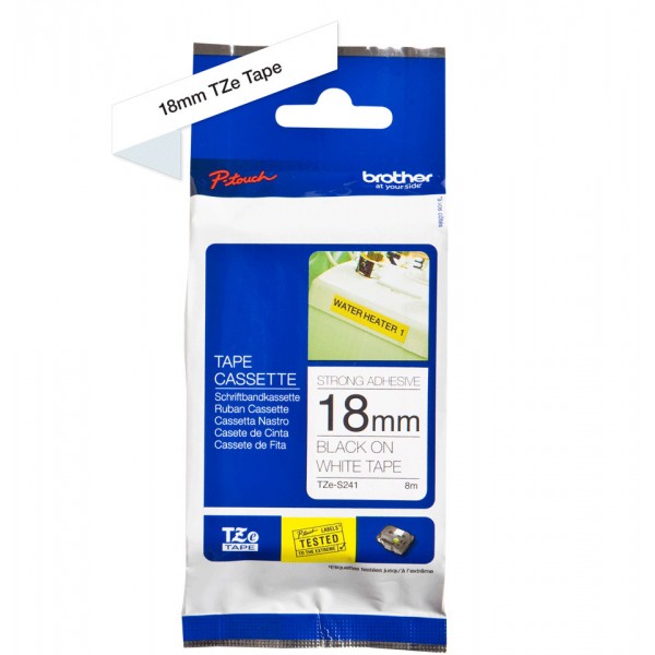 Brother tze-s241 nastro adesivo nero/bianco 18mm x 8m colore nero su bianco