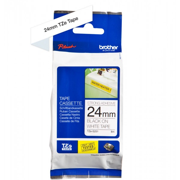 Brother tze-s251 nastro adesivo nero/bianco 24mm x 8m colore nero su bianco
