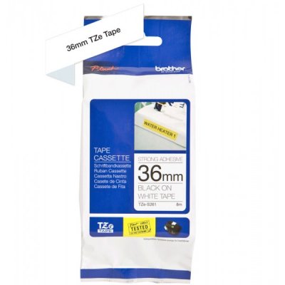 Brother tze-s261 nastro adesivo nero/bianco 36mm x 8m colore nero su bianco