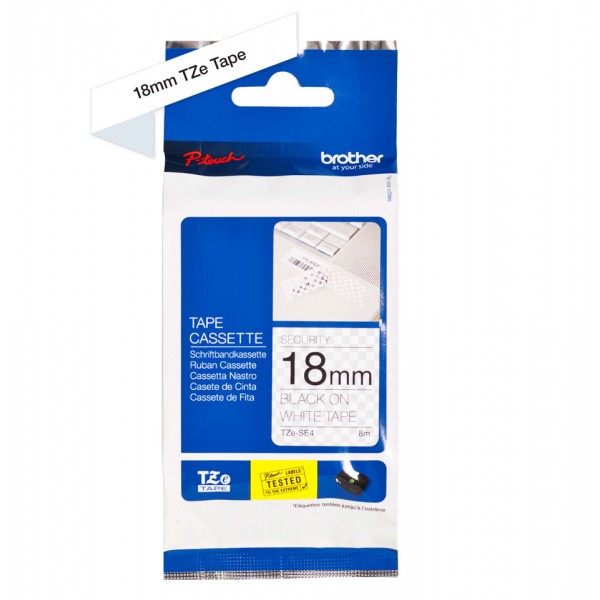 Brother tze-se4 nastro nero/bianco 18mm x 8m colore nero su bianco