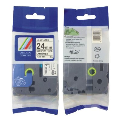 Brother tze-se5 nastro di sicurezza 24mm x 8m colore nero su bianco