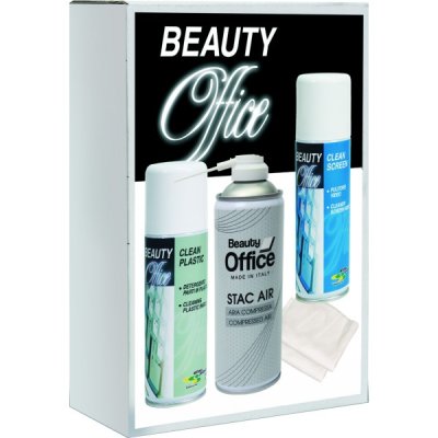 BEAUTY OFFICE kit per la pulizia del pc contenente aria compressa, pulitore monitor, pulitore parti in plastica e 5 panni