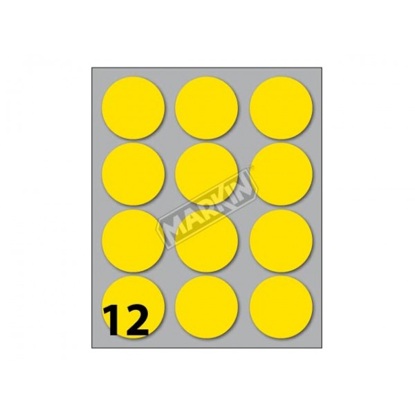 Etichette adesive in fogli - multiuso rotonde colore giallo