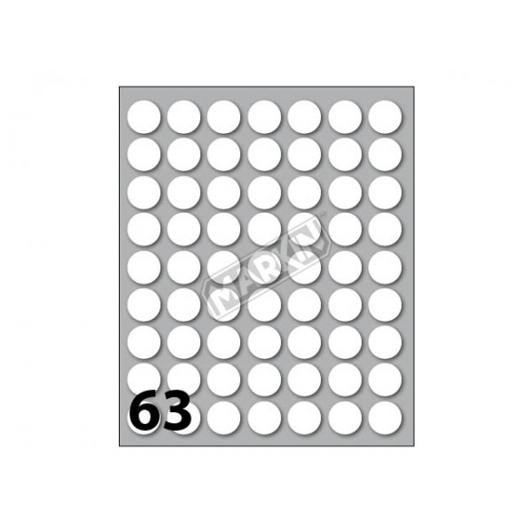 Etichette adesive in fogli - multiuso rotonde colore bianco grammatura 70gr