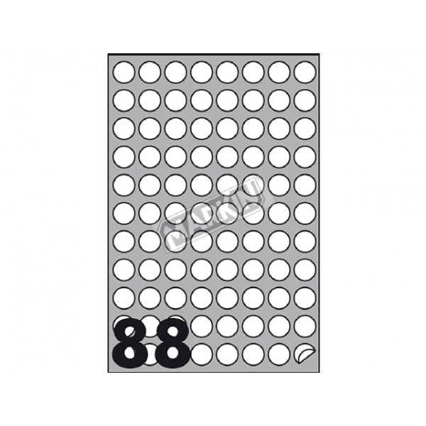 Etichette adesive in fogli a4 - rotonde grammatura 70gr