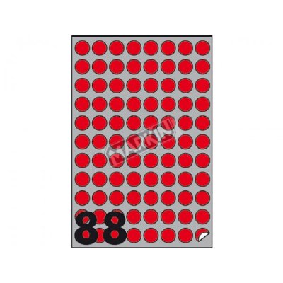 Etichette adesive in fogli a4 - rotonda colore rosso