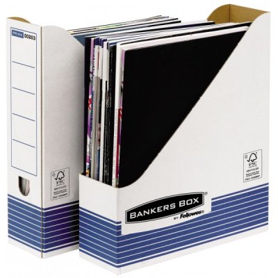 FELLOWES Portariviste BANKERS BOX SYSTEM, con area etichettabile sul fronte e sul dorso - Bianco, Blu - Dorso 8cm