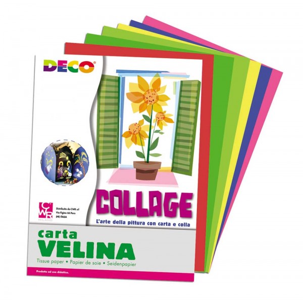 Carta velina 24 fogli, 50x76cm, busta colore assortiti freddi grammatura 20gr