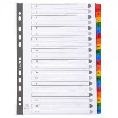 Intercalari plastificati, 20 tasti a-z colore assortiti grammatura 160gr