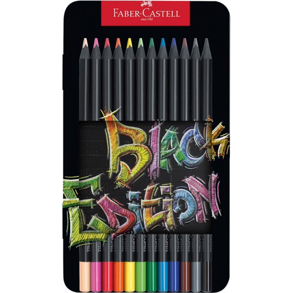 Black edition - pastelli eco in astuccio metallo colore assortiti