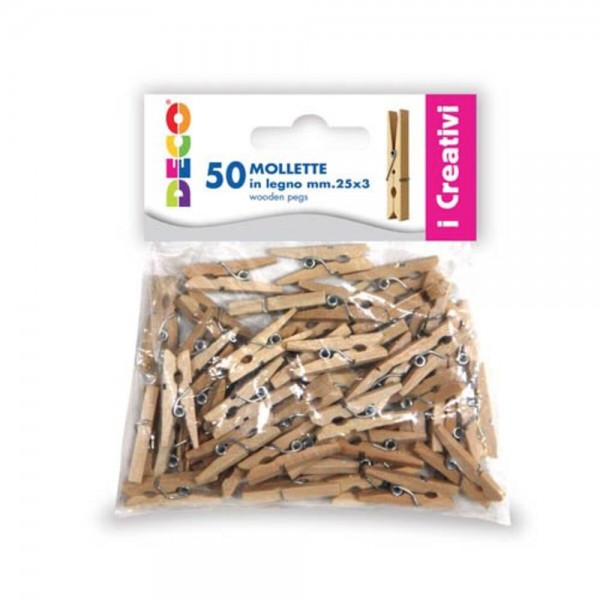 Mollettine di legno 25mm colore naturale