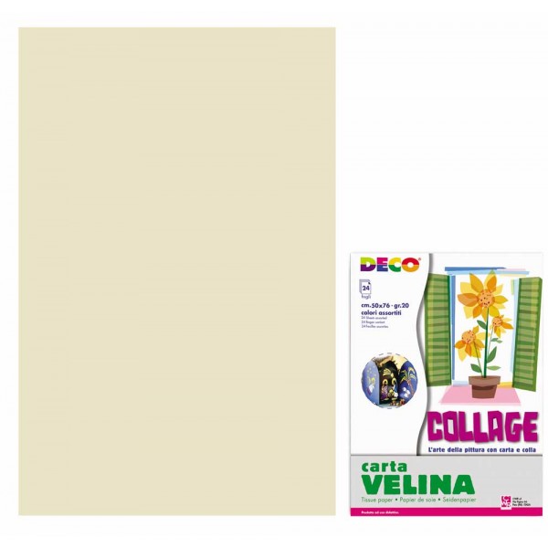 Carta velina 24 fogli, 50x76cm colore avorio grammatura 20gr
