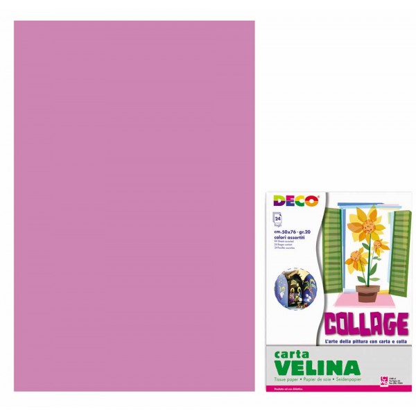 Carta velina 24 fogli, 50x76cm colore violetto grammatura 20gr