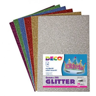 Gomma crepp glitterata 10fg 20x30cm colore assortiti