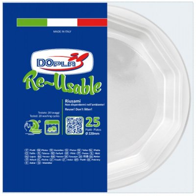 Piatti fondi re-usable, 25pz colore bianco