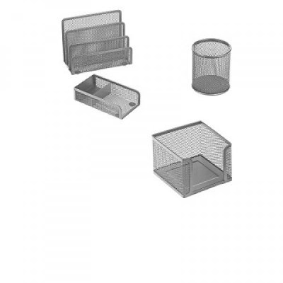 Set scrivania 4pz colore silver
