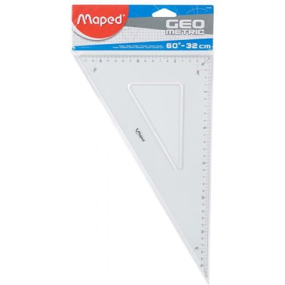 Squadra 60° technic 32cm colore azzurro trasparente