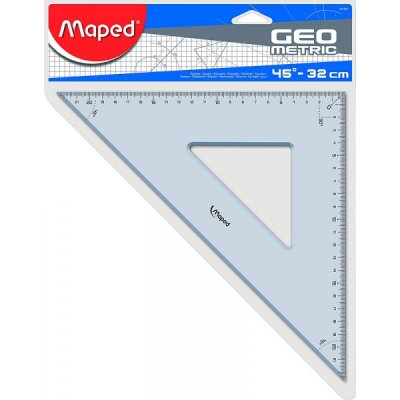 Squadra 45° technic 32cm colore azzurro trasparente