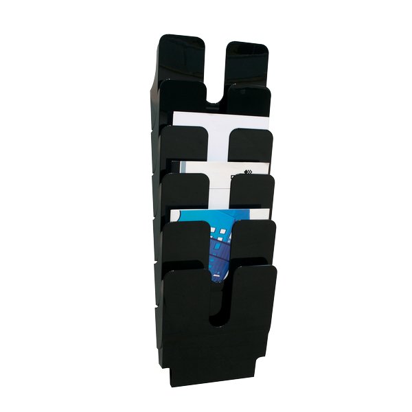 Flexi-plus - portadepliant da parete, 6 scomparti, formato a4 colore nero