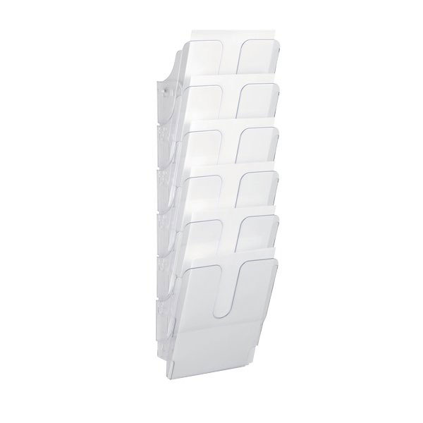 Flexi-plus - portadepliant da parete, 6 scomparti, formato a4 colore trasparente