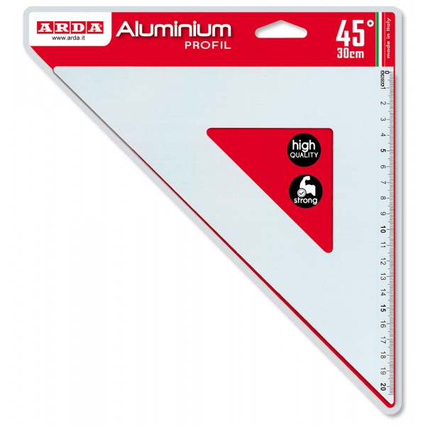 Squadra 45° profil 30cm colore alluminio