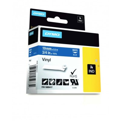 Dymo 1805417 nastro rhino bianco/blu 19mm x 5.5m colore bianco su blu