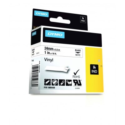 Dymo 1805430 nastro rhino nero/bianco 24mm x 5.5m colore nero su bianco