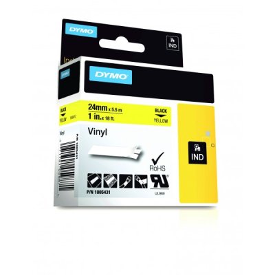 Dymo 1805431 nastro rhino nero/giallo 24mm x 5.5m colore nero su giallo