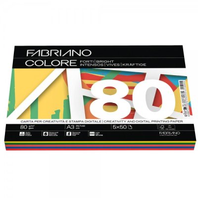 Fabriano colore - carta a3 colore assortiti forti grammatura 80gr