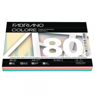 Fabriano colore - carta a4 colore assortiti tenui grammatura 80gr