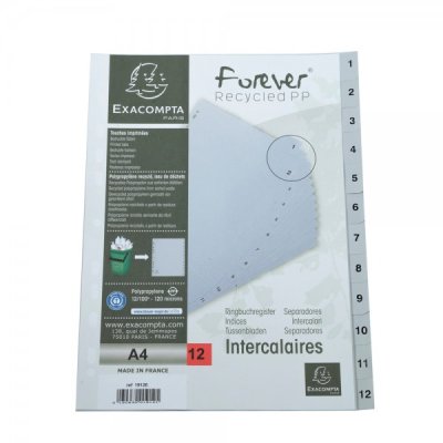 Intercalari stampati ppl, 12 tasti 1-12 colore grigio grammatura 120my