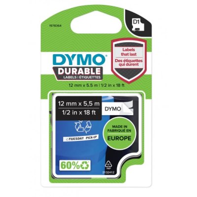 Dymo 1978364 nastro d1 nero/bianco 12mm x 5,5m colore nero su bianco