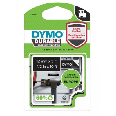 Dymo 1978365 nastro d1 bianco/nero 12mm x 3m colore bianco su nero