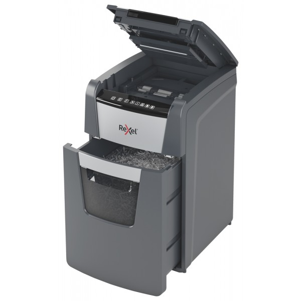 REXEL Distruggidocumenti AutoFeed+ 130X - taglio a frammenti 4x28mm - Nero, Grigio