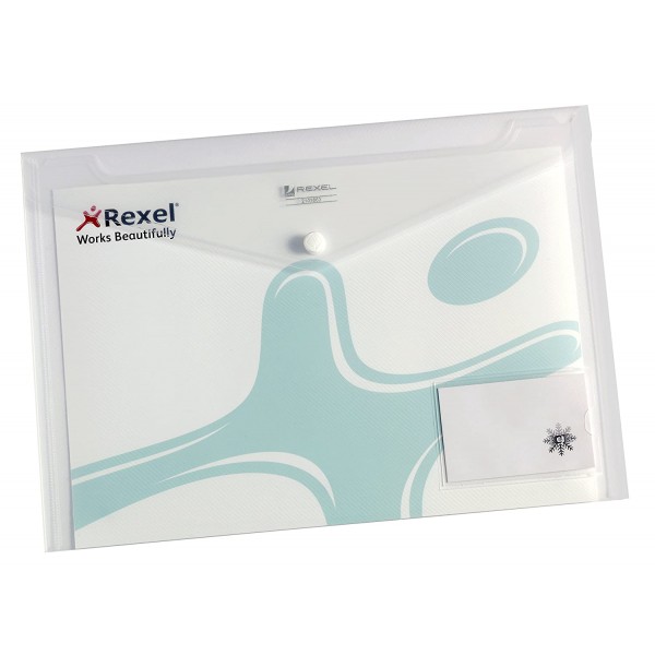 Busta con bottone ice, con portabiglietti da visita a4 - 21x29,7cm colore trasparente