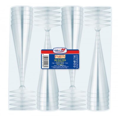 Bicchieri flutes re-usable 120ml, 20pz colore trasparente