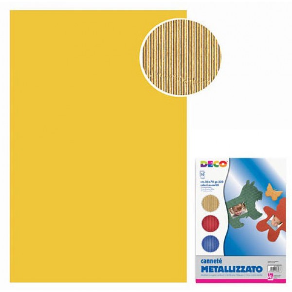 Cartoncino canneté 10 fogli, 50x70cm colore oro grammatura 230gr