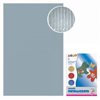 Cartoncino canneté 10 fogli, 50x70cm colore argento grammatura 230gr