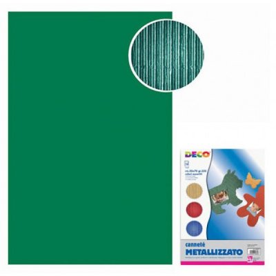 Cartoncino canneté 10 fogli, 50x70cm colore verde grammatura 230gr