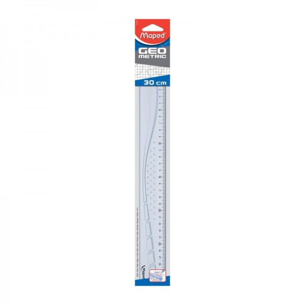 Riga 30cm geometric colore azzurro trasparente
