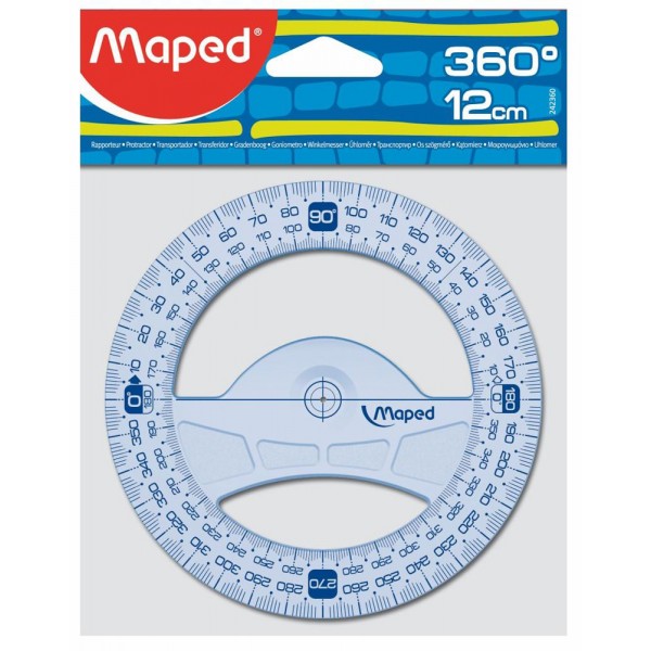 Goniometro 360° geometric 12cm colore azzurro trasparente