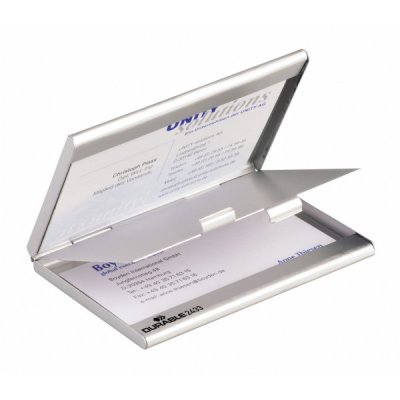 Porta biglietti da visita in alluminio,2 scomparti, 67x5x125mm silver colore silver