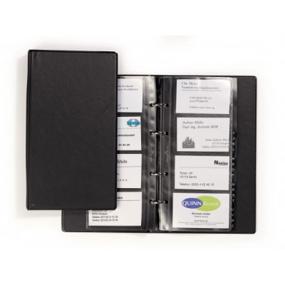 Porta biglietti da visita ad anelli visifix economy, 12 buste per 96 biglietti, 14,5x22,5cm nero colore nero