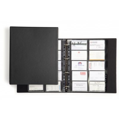 Porta biglietti da visita ad anelli visifix economy, 20 buste per 400 biglietti, 25,5x31,5cm nero colore nero