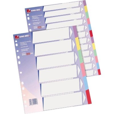Divisori manilla, 12 tasti colore assortiti grammatura 225gr