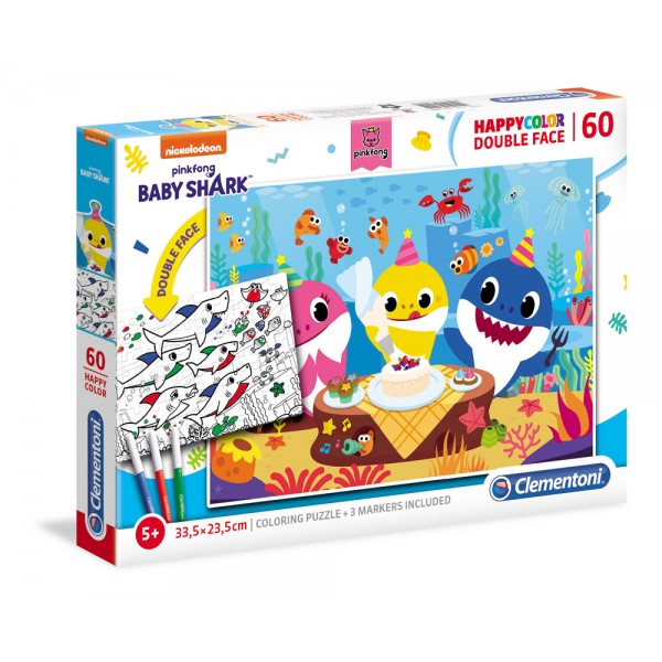 Happy color double face, baby shark - puzzle 60pz