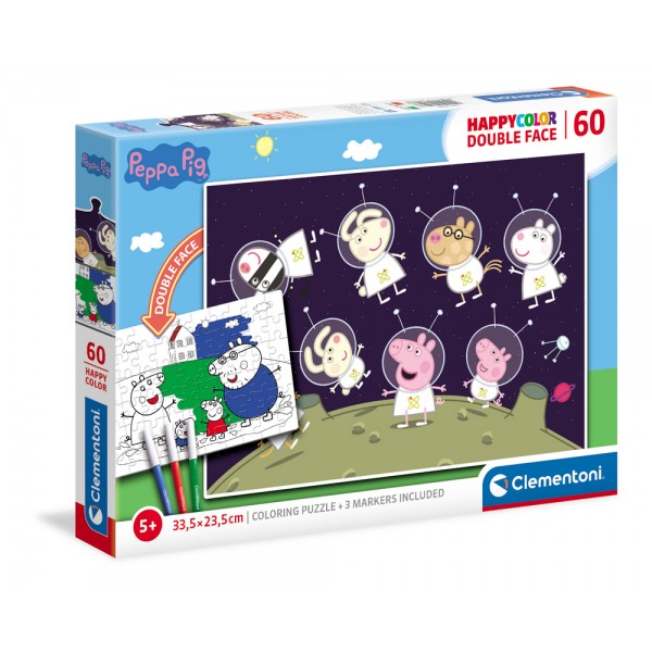 Happy color double face, peppa pig - puzzle 60pz