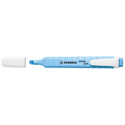 STABILO Evidenziatore SWING COOL PASTEL, punta a scalpello, inchiostro a base d'acqua e cappuccio ventilato - 4mm - Azzurro cielo