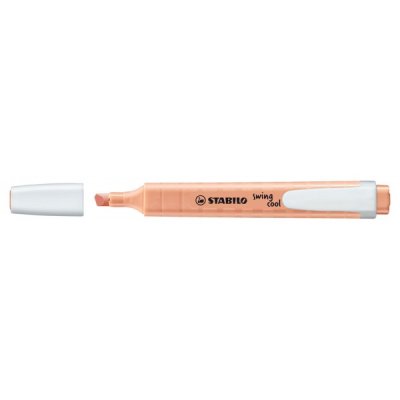 STABILO Evidenziatore SWING COOL PASTEL, punta a scalpello, inchiostro a base d'acqua e cappuccio ventilato - 4mm - Rosa Pesca